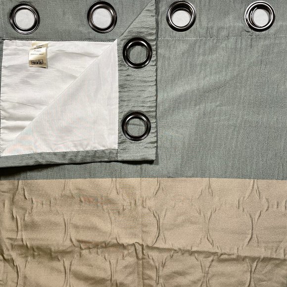 Studio JCP Champagne Gold & Blue/Gray Shower Curtains 2 Panels 49” x 80” - Picture 2 of 7